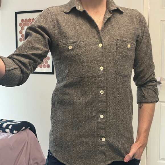 *Canadian Made* ~ Eighteen Waits ~ Long Sleeve Pocket Shirt Soft Grey *Vintage* - Picture 9 of 12